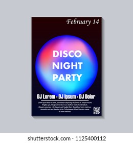 Electronic music festival poster. Electro dj party flyer. Fluid neon blended color cover. Vector illustration of abstract gradient liquid shape. Club invitation template. Modern design. Abstract sound