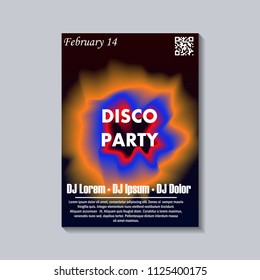 Electronic music festival poster. Electro dj party flyer. Fluid neon blended color cover. Vector illustration of abstract gradient liquid shape. Club invitation template. Modern design. Abstract sound