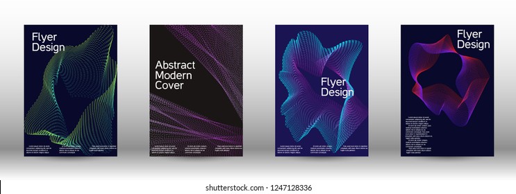 Electronic music festival poster. Minimal vector cover design with abstract gradient linear waves. Vector sound flyer for creating a fashionable abstract cover, banner, poster, booklet.