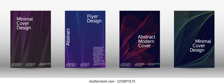 Electronic music festival poster. Minimal vector cover design with abstract gradient linear waves. Vector sound flyer for creating a fashionable abstract cover, banner, poster, booklet.