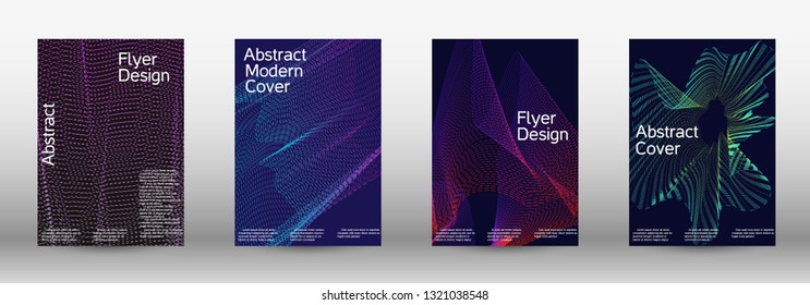 Electronic music festival poster. Minimal vector cover design with abstract gradient linear waves. Vector sound flyer for creating a fashionable abstract cover, banner, poster, booklet.