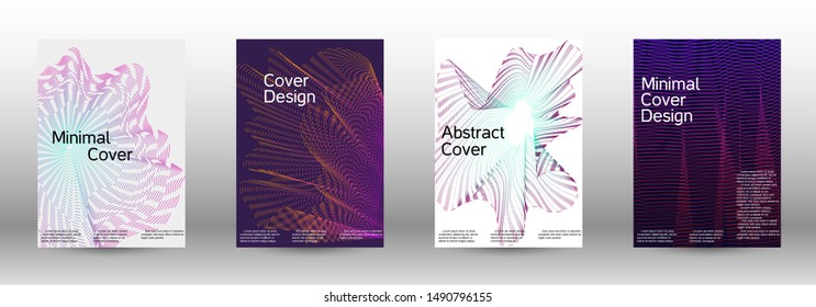 Electronic music festival poster. A set of modern abstract backgrounds with abstract gradient linear waves. Vector sound flyer for creating a fashionable abstract cover, banner, poster, booklet.
