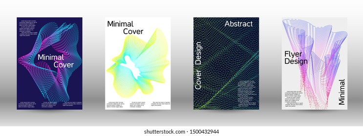 Electronic music festival poster. A set of modern abstract backgrounds with abstract gradient linear waves. Fashionable style. The background with is suitable for creating a banner, poster,  catalog.