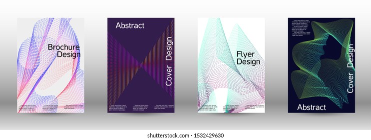 Electronic music festival poster. A set of modern abstract backgrounds with abstract gradient linear waves. Fashionable style. The background with is suitable for creating a banner, poster,  catalog.