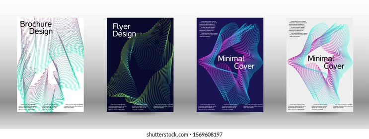 Electronic music festival poster. A set of modern abstract backgrounds with abstract gradient linear waves. Sound flyer for creating a fashionable abstract cover, banner, poster, booklet.