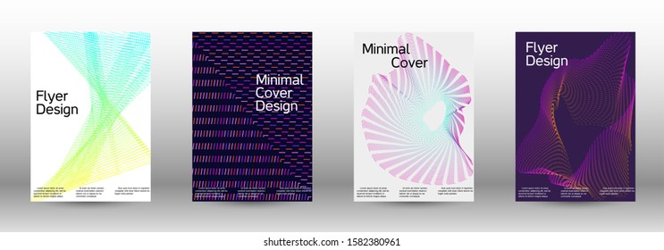 Electronic music festival poster. A set of modern abstract backgrounds with abstract gradient linear waves. Vector sound flyer for creating a fashionable abstract cover, banner, poster, booklet.