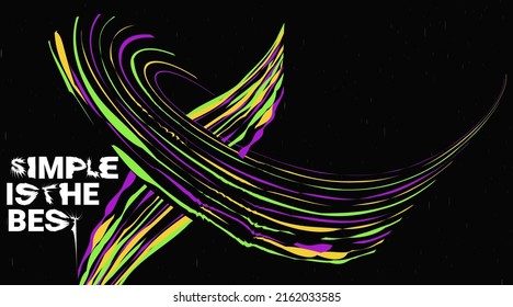 Electronic music festival poster Urban typography hipster street art graffiti slogan print with neon spray effect for graphic with abstract gradient lines. Vector template design Trendy Rave Party