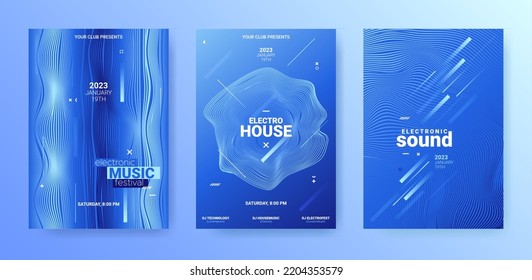 Electronic Music Flyer. Techno Party Poster. Abstract Edm Background.