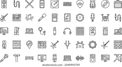 Iconos de música Electrónica Colección de iconos vectoriales de alta calidad con trazo editable. Ideal para Profesional y Proyectos Creativos.