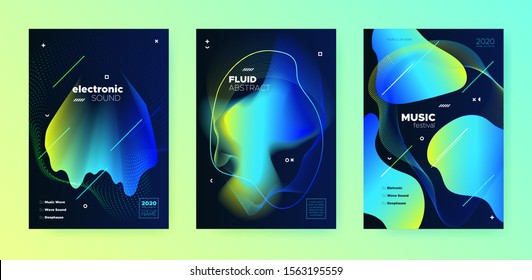 Electronic Music Invitation. Dj Flyer. Dark Minimal Design. Vibrant 3d Fluid Pattern. Music Template. Trendy Dj Sound. Gradient Design. Yellow 3d Fluid Lines. Electronic Music Festival.