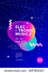 Electronic Music poster design. Sound flyer with abstract geometric shape. Vector template