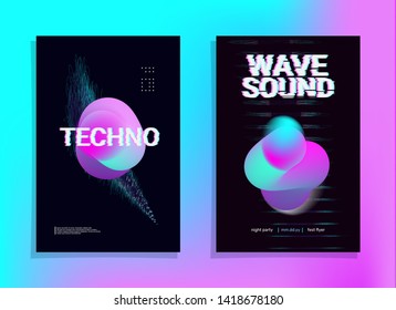 Electronic Music Poster. Fluid Cover Fest Flyer. Club Party Template. Music Fest Poster. Techno Electronic Banner. Night Sound House Event. Fluid Minimal Vector. Futuristic Concept Cover Promotion.