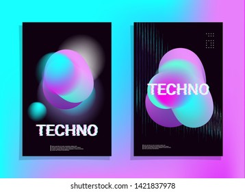 Electronic Music Poster. Fluid Cover Fest Flyer. Club Party Template. Music Fest Poster. Techno Electronic Banner. Night Sound House Event. Fluid Minimal Vector. Futuristic Concept Cover Promotion.