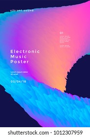 Electronic music poster with gradient wave. Modern club party flyer. Abstract vibrant sound background.