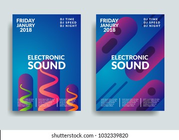 Electronic music poster. Modern club party flyer. Abstract gradients music background. Music fest cover