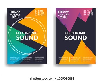 Electronic music poster. Modern club party flyer. Abstract gradients music background. Music fest cover