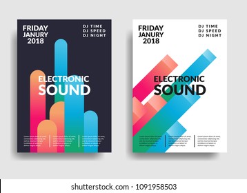 Electronic music poster. Modern club party flyer. Abstract gradients music background. Summer fest  vector cover