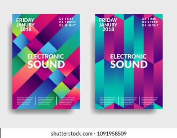 Electronic music poster. Modern club party flyer. Abstract gradients music background. Summer fest  vector cover