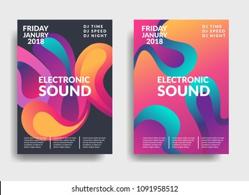 Electronic music poster. Modern club party flyer. Abstract gradients music background. Summer fest  vector cover