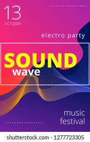 Electronic music poster. Modern club party flyer. Abstract gradients music background. Music fest cover