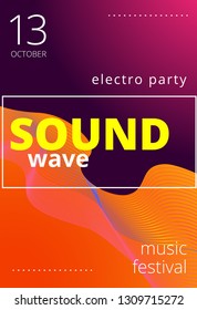 Electronic music poster. Modern club party flyer. Abstract gradients music background. Music fest cover