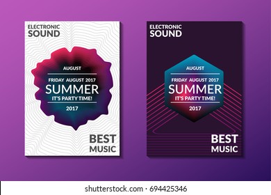 Electronic music poster. Modern club party flyer. Abstract gradients music background. Summer fest cover