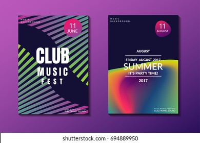 Electronic Music Poster. Modern Club Party Flyer. Abstract Gradients Music Background. Summer Fest Cover