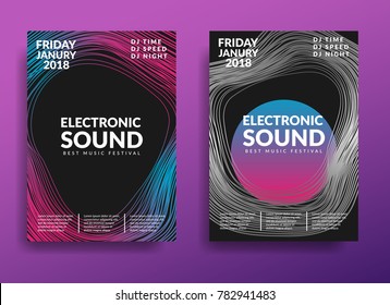 Electronic music poster. Modern club party flyer. Abstract gradients music background. Music fest cover