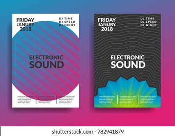 Electronic music poster. Modern club party flyer. Abstract gradients music background. Music fest cover