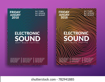 Electronic music poster. Modern club party flyer. Abstract gradients music background. Music fest cover