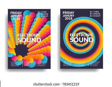 Electronic music poster. Modern club party flyer. Abstract gradients music background. Music fest cover