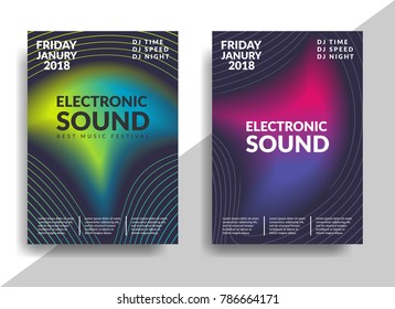 Electronic music poster. Modern club party flyer. Abstract gradients music background. Music fest cover