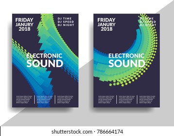 Electronic music poster. Modern club party flyer. Abstract gradients music background. Music fest cover