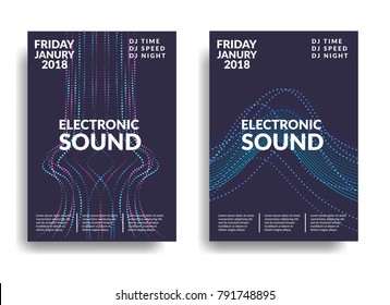 Electronic music poster. Modern club party flyer. Abstract gradients music background. Music fest cover