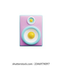 Electronic music speaker 3d icon. Volumetric audio portable loud speaker. Multimedia for party and home listening music. Studio speaker system. Realistic vector illustration isolated on white