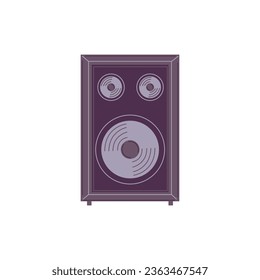 Electronic music speaker flat icon. Audio portable loud speaker. Multimedia for party and home listening music. Studio speaker system. Colorful vector illustration isolated on white