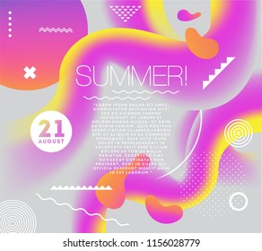 Electronic music summer club wave poster. Fest party flyer. Abstract gradients waves music background.