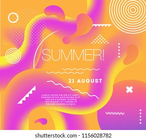 Electronic music summer club wave poster. Fest party flyer. Abstract gradients waves music background.