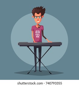 Electronic music Synthesizer instrument. Cartoon vector illustration