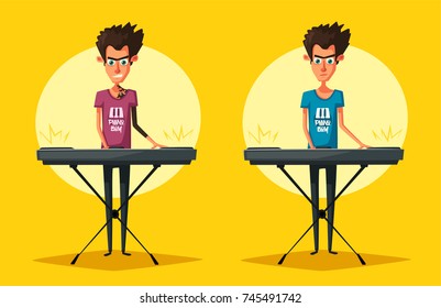 Electronic music Synthesizer instrument. Cartoon vector illustration