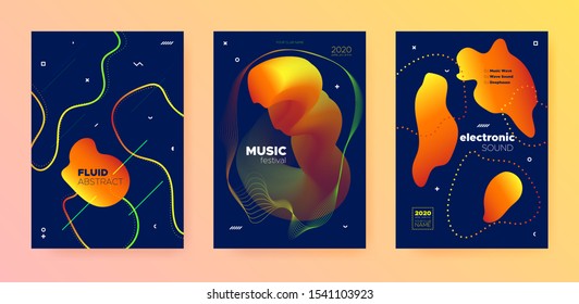 Electronic Music Template. Dj Party. Blue Gradient Banner. Autumn Abstract Lines. Music Presentation. Modern Dj Poster. Futuristic Design. Orange Abstract Pattern. Electronic Music Festival.