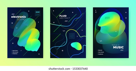 Electronic Music Template. Dj Poster. Blue Futuristic Banner. Vibrant 3d Fluid Lines. Music Presentation. Modern Dj Flyer. Minimal Design. Yellow 3d Fluid Pattern. Electronic Music Festival.