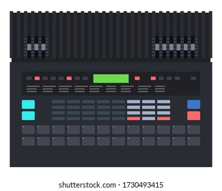 Máquina de tambores de instrumentos musicales electrónicos Vector de ícono plano de música aislado.