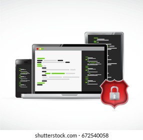 electronic network security concept illustration isolated over white