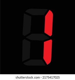 Número electrónico. Número 1, sobre fondo negro. icono de visualización. Reloj LED. pantallas LED.
Diseño de ilustración Vector sencillo y fresco.