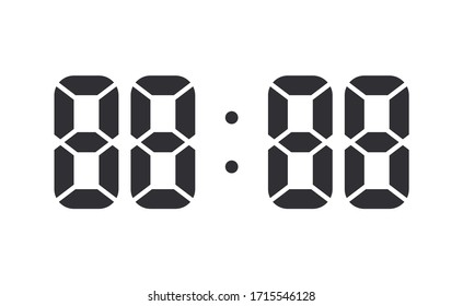 Electronic Numbers. Digital Watch. Electronic Dial. Digital Alarm Clock. Vector Digital Numbers. Electronic Font. Countdown. Timer. Watch Icon. Vector Illustration. Led Watch. Speed Measurement.