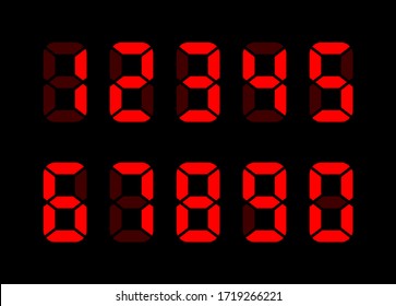 Electronic Numbers. Digital Watch. Electronic Dial. Digital Alarm Clock. Vector Digital Numbers. Electronic Font. Countdown. Timer. Watch Icon. Vector Illustration. Led Watch.