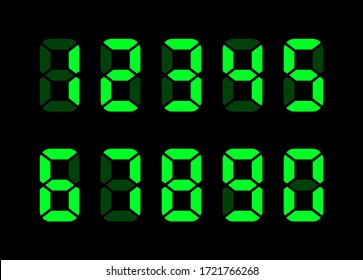 Electronic Numbers. Digital Watch. Electronic Dial. Digital Alarm Clock. Vector Digital Numbers. Electronic Font. Countdown. Timer. Watch Icon. Vector Illustration. Led Watch. LED Display. 