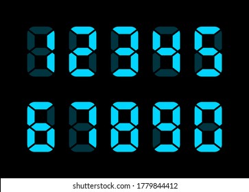 Electronic numbers. Digital Watch. Electronic dial. Digital alarm clock. Vector digital numbers. Electronic font. Countdown. Timer. Watch icon. Vector illustration. Led watch. LED display. 