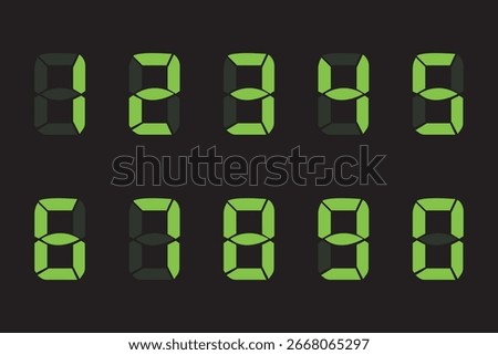 Electronic numbers. Digital Watch. Electronic dial. Digital alarm clock. Vector digital numbers. Electronic font. Countdown. Timer. Watch icon. Vector illustration. Led watch.